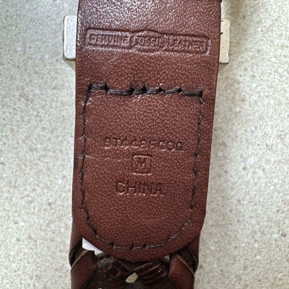 Fossil Brown Silver Buckle Braided Western Americana M‎ Classic Belt - Picture 2 of 4